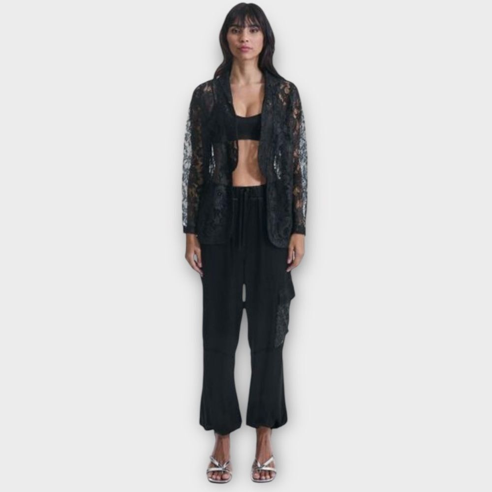 James Lakeland Sheer Lace Open Front  Blazer in Black Women’s Size M NWT - Picture 11 of 11